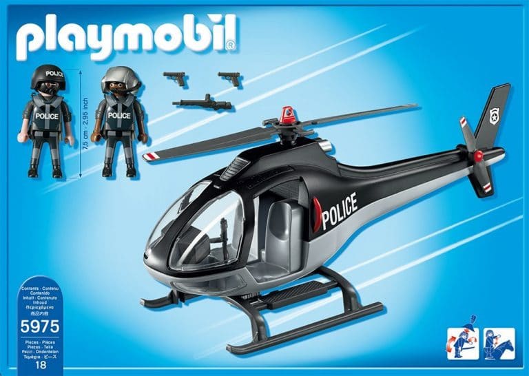 PLAYMOBIL Hélicoptère De Police Microcoptère (K4129) - Noir Et Blanc, Occasion - Jeu Complet ?